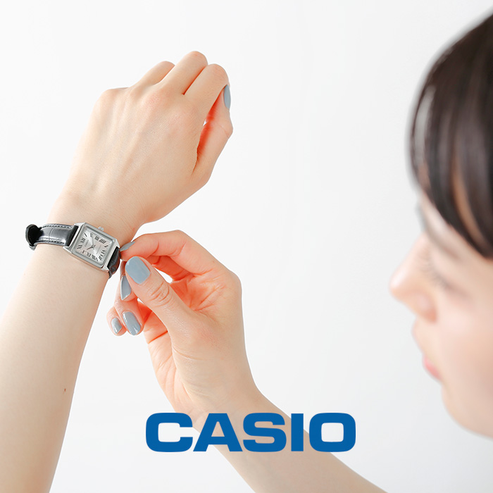 CASIO（カシオ） スクエアケースレザーベルト腕時計 ltp-v007l-1b-7b