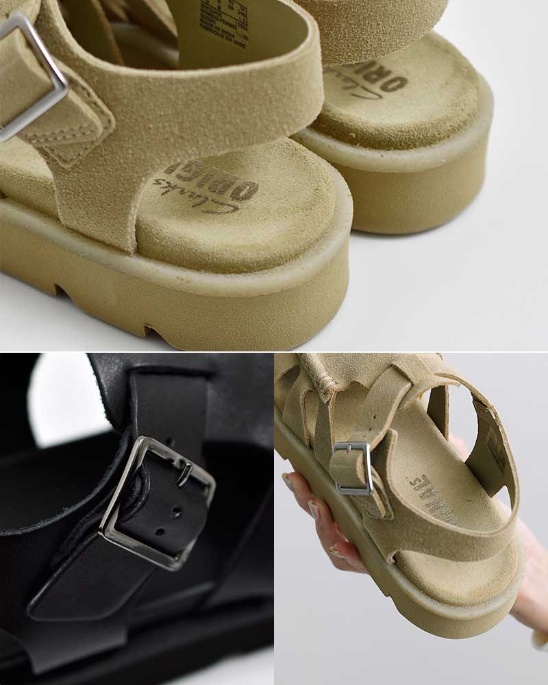 Clarks（クラークス） レザー グルカサンダル meare-buckle レディース