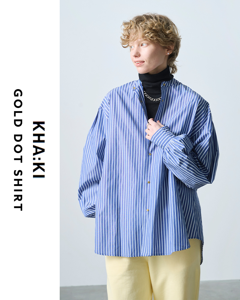 カーキ ブラウス kha:ki  ブロード ボリュームスリーブ バンドカラー シャツ “GOLD DOT SHIRTS” mil25fbl3149  ☆☆ クーポン対象 kha:ki（カーキ） セール【30%OFF】カーキ kha;ki ブロード ボリューム
