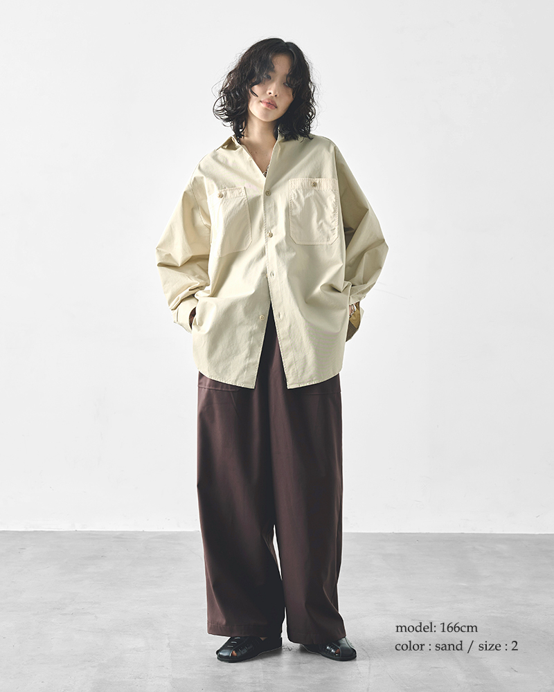 【60%OFF】カーキ kha:ki コットン ワッシャー ツイル ワイド ファティーグ シャツ WIDE FATIGUE SHIRTS mil25hbl3141 レディース kha:ki 【60%OFF】カーキ コットン ワッシャー ツイル ワイド