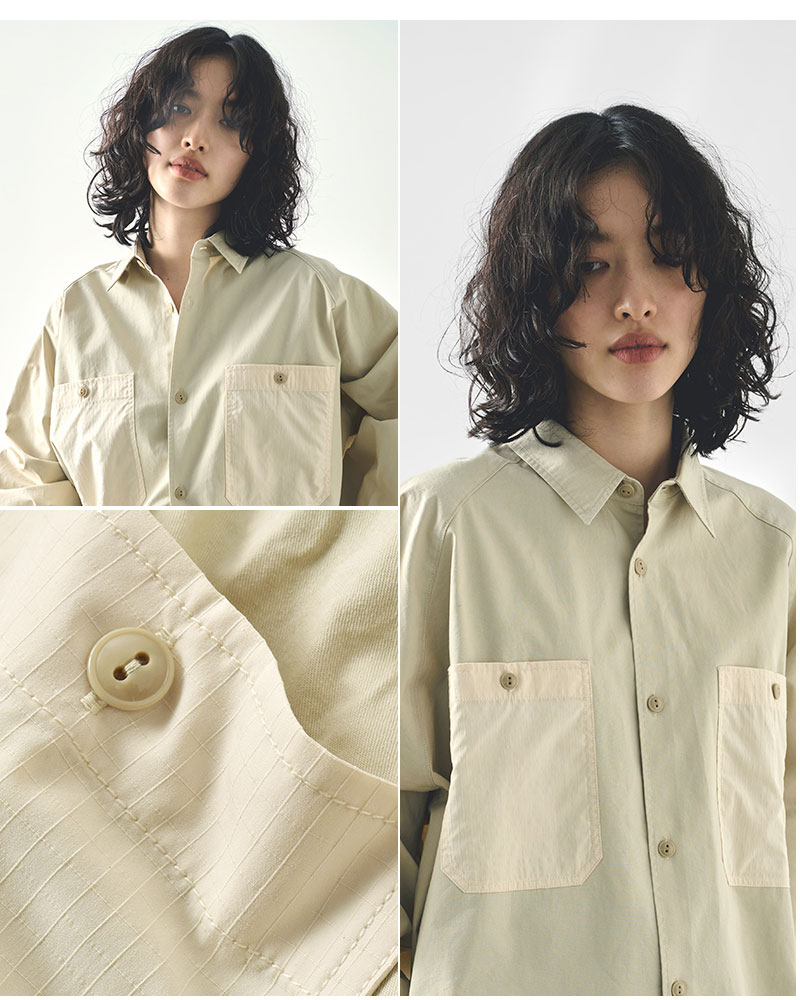 【60%OFF】カーキ kha:ki コットン ワッシャー ツイル ワイド ファティーグ シャツ WIDE FATIGUE SHIRTS mil25hbl3141 レディース kha:ki 【60%OFF】カーキ コットン ワッシャー ツイル ワイド