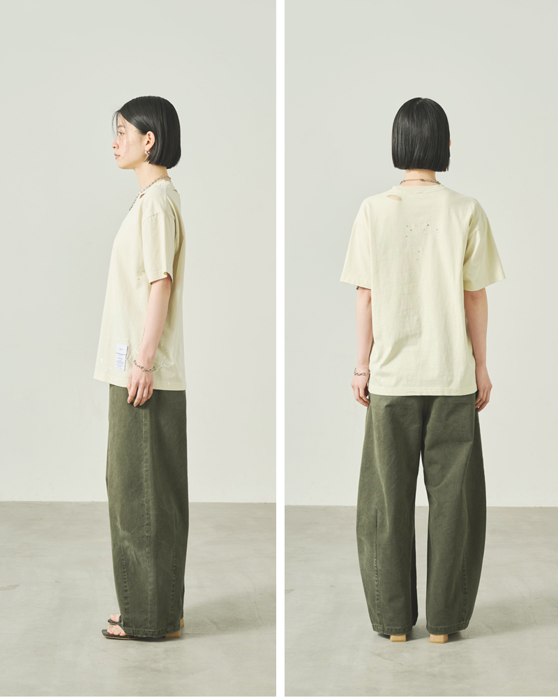 kha:ki 【50%OFF】カーキ コットン天竺 ピグメントダイ ダメージ