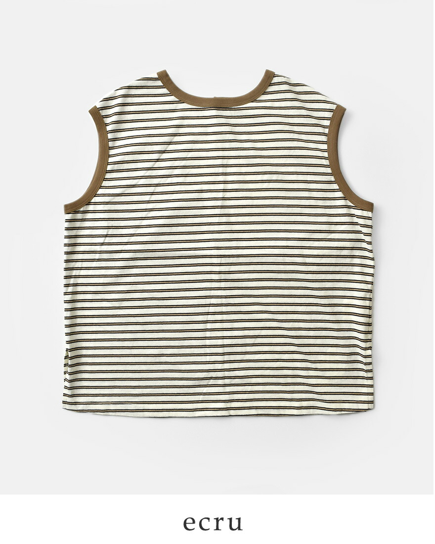 カーキ kha:ki コットンマルチボーダー 前後2way ノースリーブ カットソー MULTI STRIPED SLEEVELESS TOP mil26hcs3482 レディース 2026ss新作【クーポン対象】_1