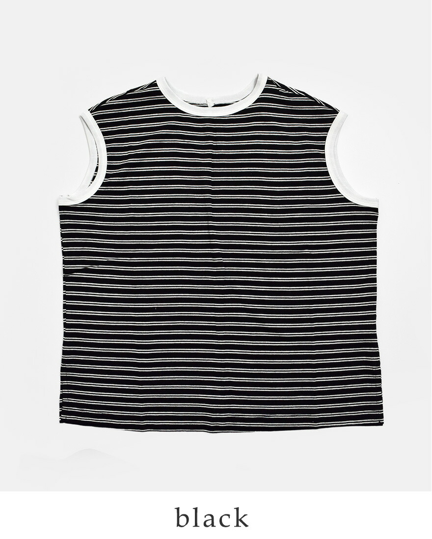 カーキ kha:ki コットンマルチボーダー 前後2way ノースリーブ カットソー MULTI STRIPED SLEEVELESS TOP mil26hcs3482 レディース 2026ss新作【クーポン対象】_3