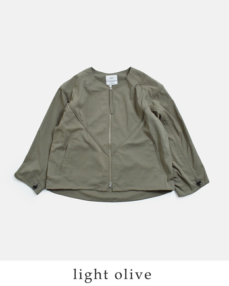 kha:ki（カーキ） ドライタッチシャンブレー ノーカラーブルゾン