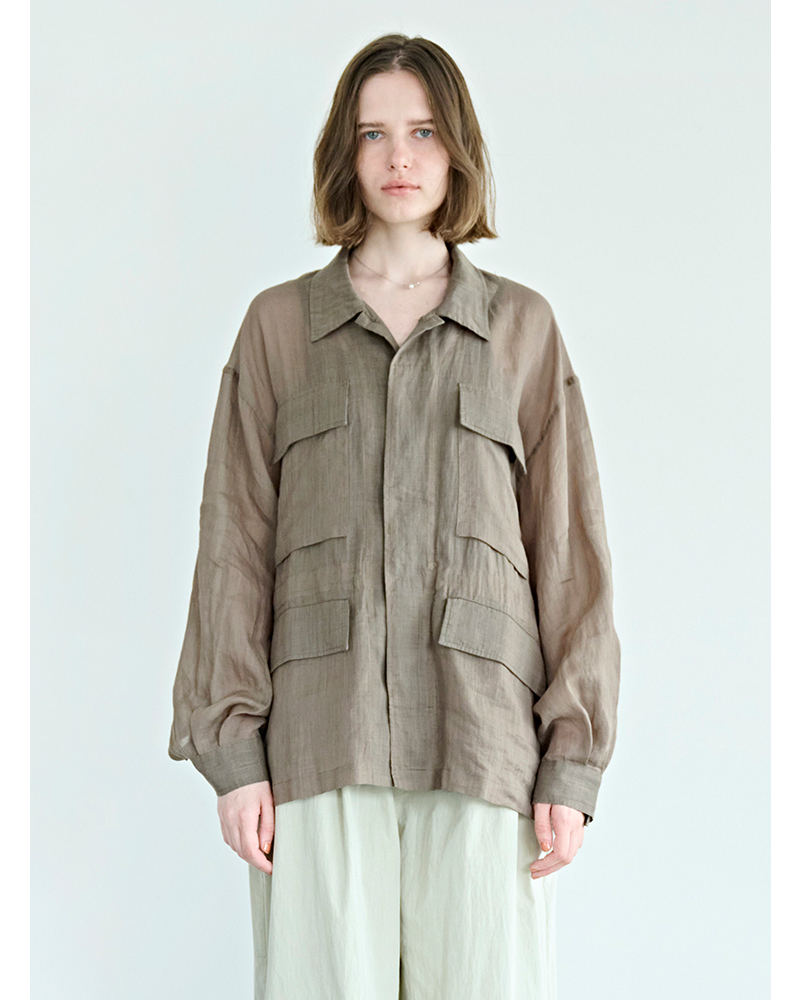 kha:ki（カーキ） シアーラミーポプリン ミリタリーシャツジャケット