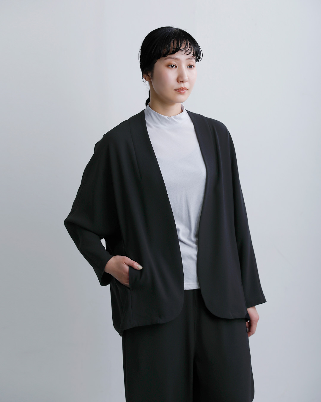【NIKE】アシンメトリー 異素材ドルマンジャケット S オーバーサイズ NO CONTROL AIR（ノーコントロールエアー） ライトクレープダブル