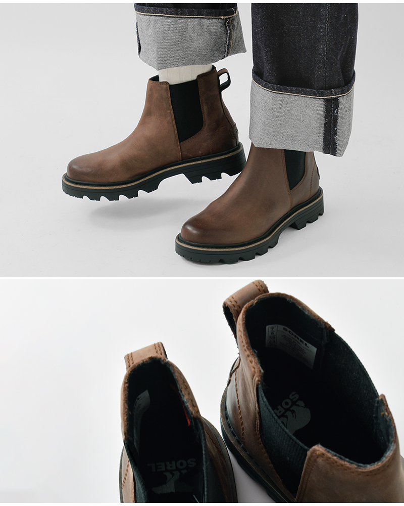SOREL ハーローチェルシー 防水 レザーアンクルブーティー サイドゴアブーツ ソレル SOREL レヴェルロード ウォータープルーフ チェルシーブーツ