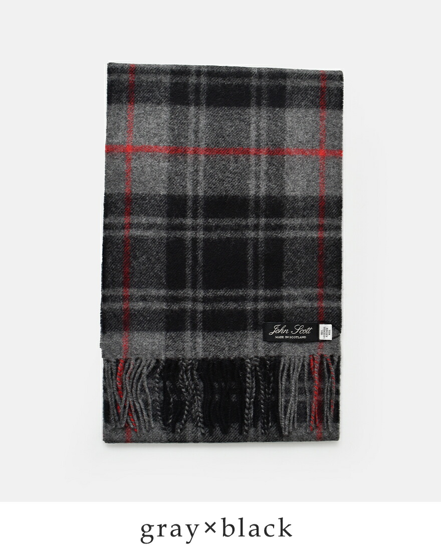 新品✨PLAN C プランシー マフラー スカーフ チェック ロゴ パッチ John Scott（ジョンスコット） ラムウール チェック スカーフ マフラー