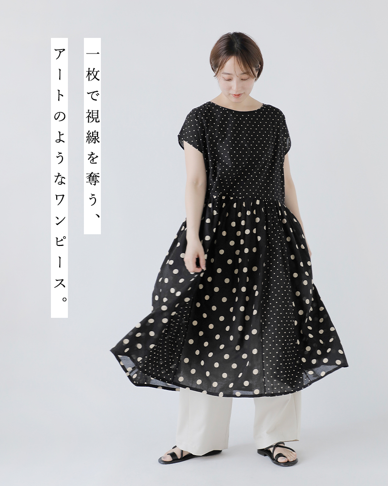 ワンピなど最旬ア！ ソイル SOIL SOIL(ファッション) コットン ドット ボイル ワンピース