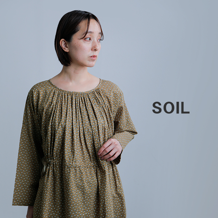 soil ソイル フラワープリント バックギャザードレス✴︎新品✴︎再お値下げ SOIL（ソイル） セール【60%OFF】ソイル コットンボイル スモール