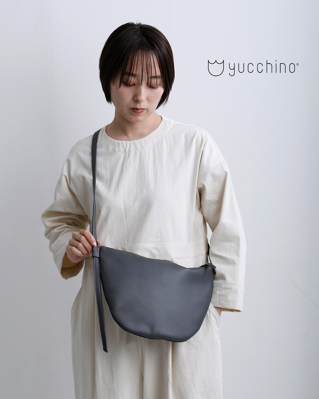 yucchinoレザー ハーフムーン ショルダーバッグ “OTONA eco-bag HALFMOON” oeb-halfmoon