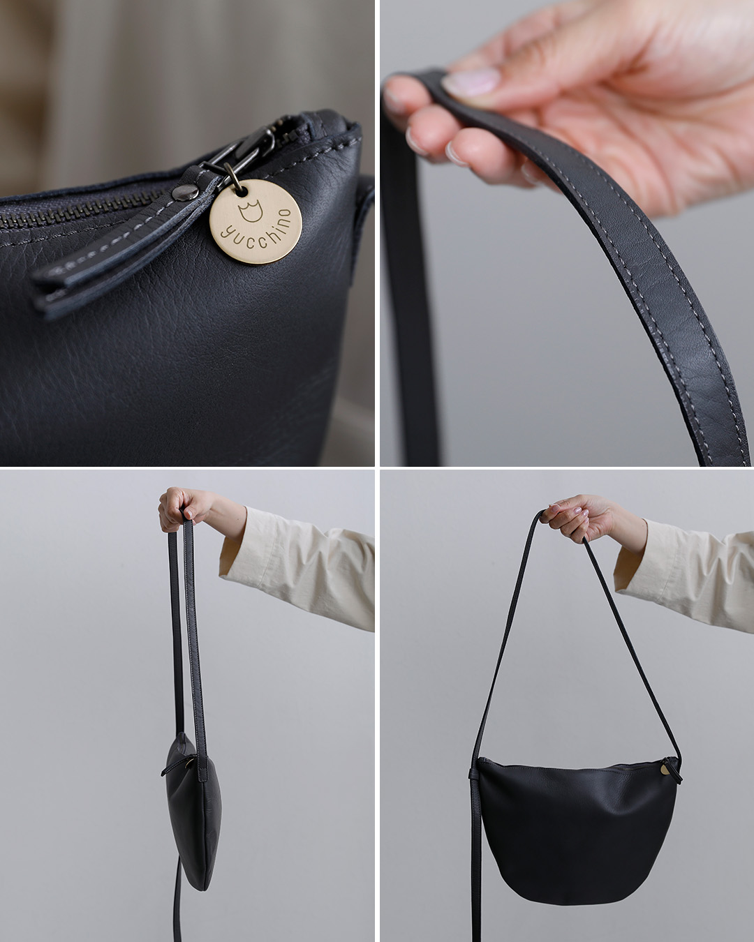 yucchinoレザー ハーフムーン ショルダーバッグ “OTONA eco-bag HALFMOON” oeb-halfmoon