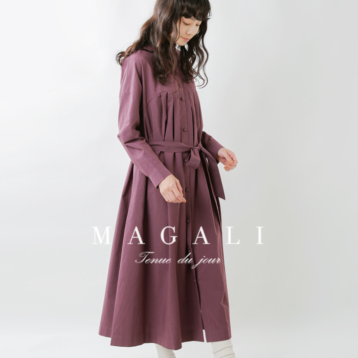 イエロー】 MAGALI マガリ 天日干しコットンタックワンピース 2021aw