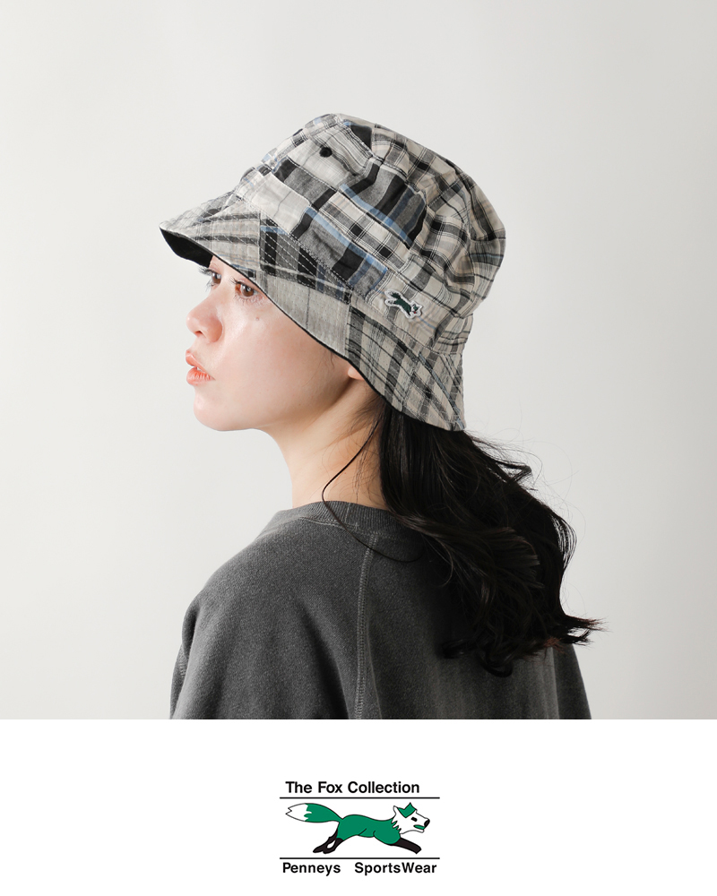 PENNEYS(ペニーズ)コットンマドラスチェック/ツイル2wayパッチワークバケットハットpn25s010