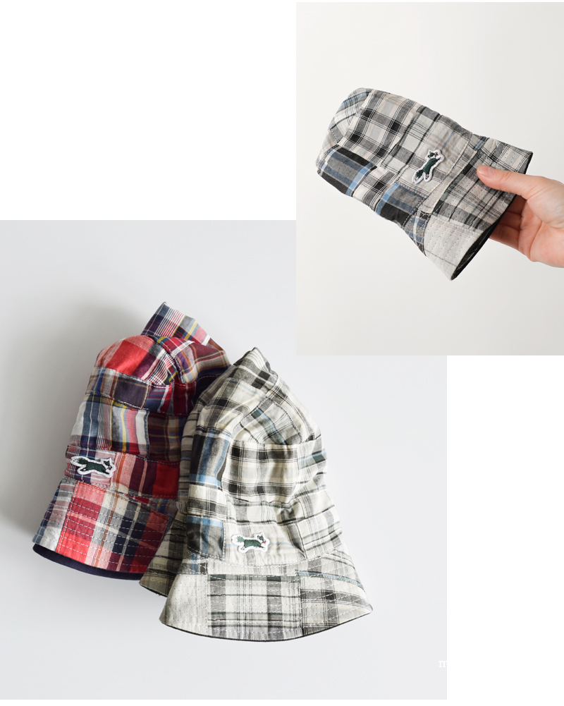 PENNEYS(ペニーズ)コットンマドラスチェック/ツイル2wayパッチワークバケットハットpn25s010