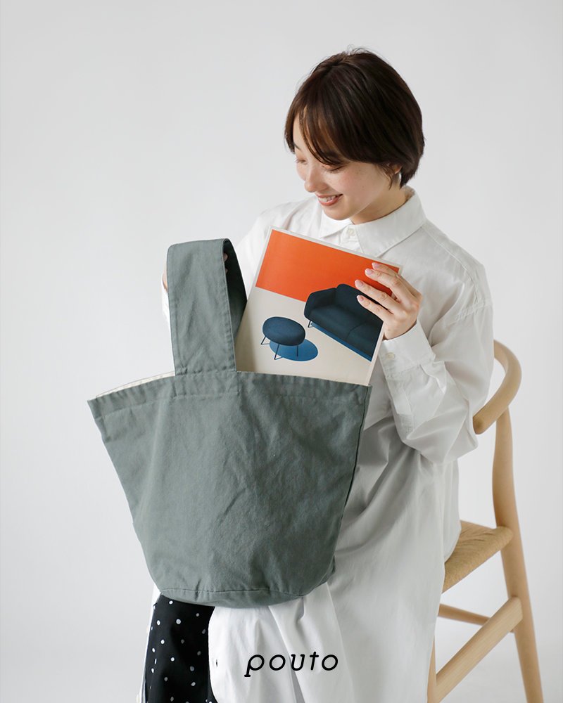 Pouto(ポウト)キャンバスワンハンドルバケットバッグMサイズpo-002