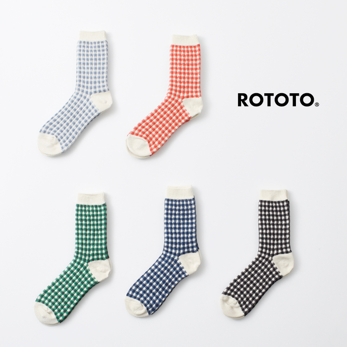 ROTOTO(ロトト)ジャガード編みギンガムチェックソックス“GINGHAMCHECKSOCKS”r1506