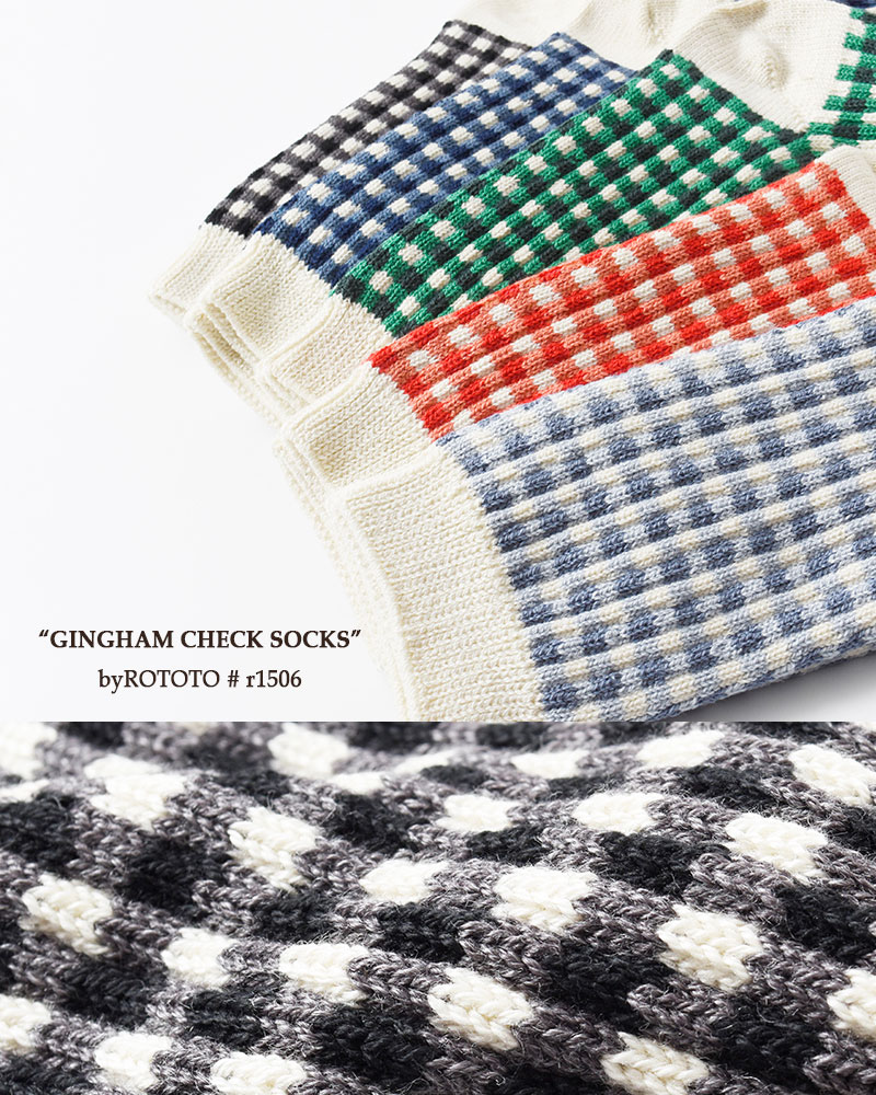 ROTOTO(ロトト)ジャガード編みギンガムチェックソックス“GINGHAMCHECKSOCKS”r1506