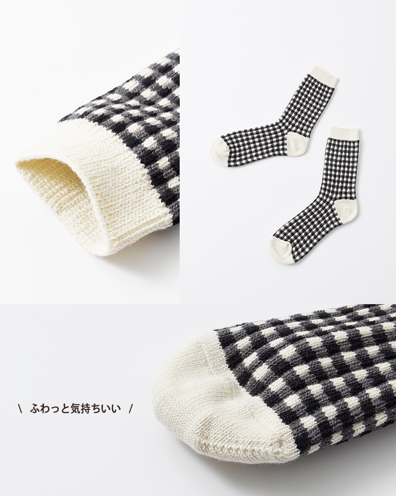 ROTOTO(ロトト)ジャガード編みギンガムチェックソックス“GINGHAMCHECKSOCKS”r1506