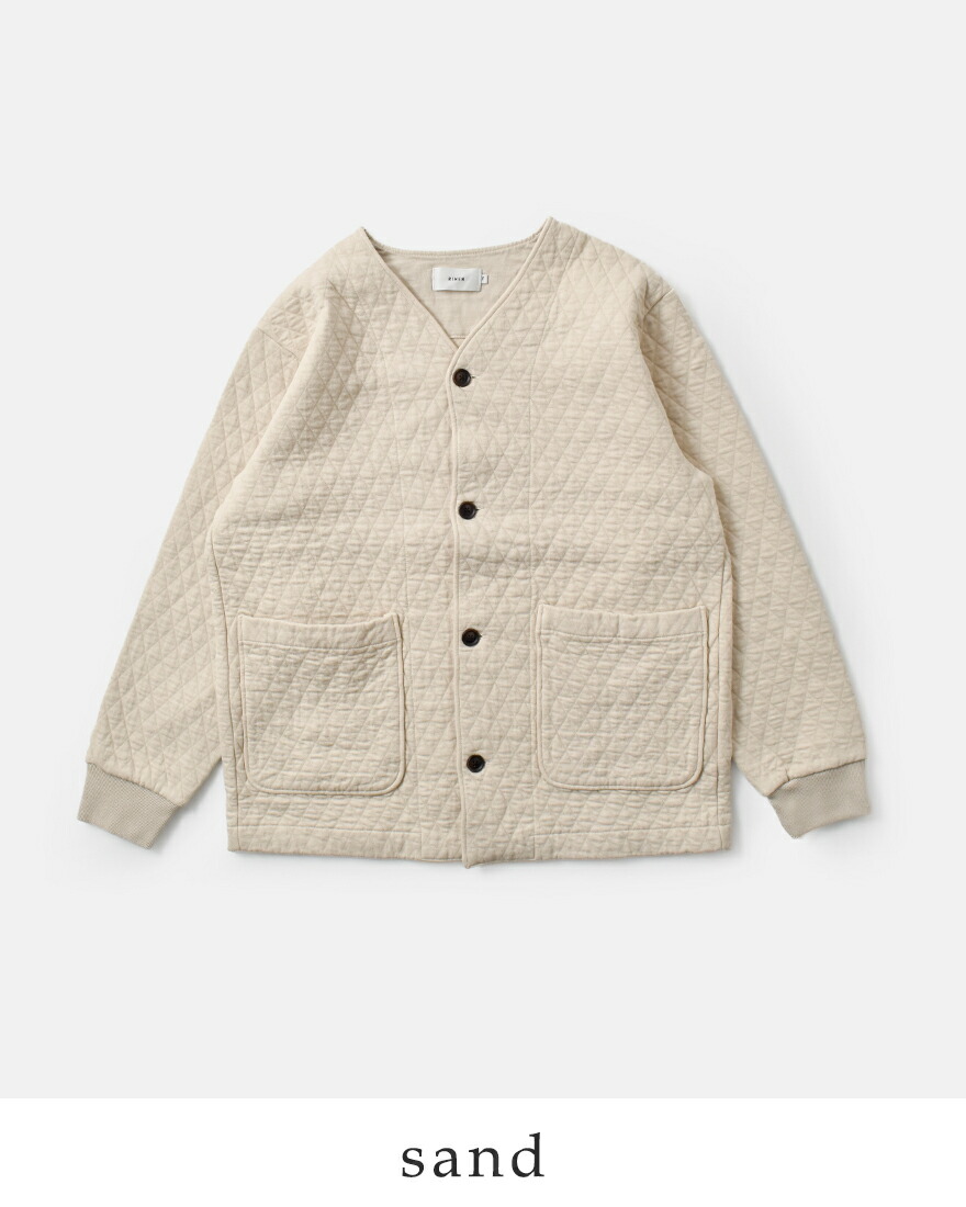 RINEN リネン オーガニック天竺 ダイヤキルティング ノーカラー