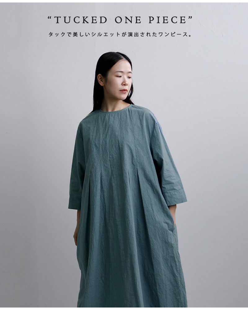 ROBE de PEAU（ローブデポー） コットンリネン タック ワンピース