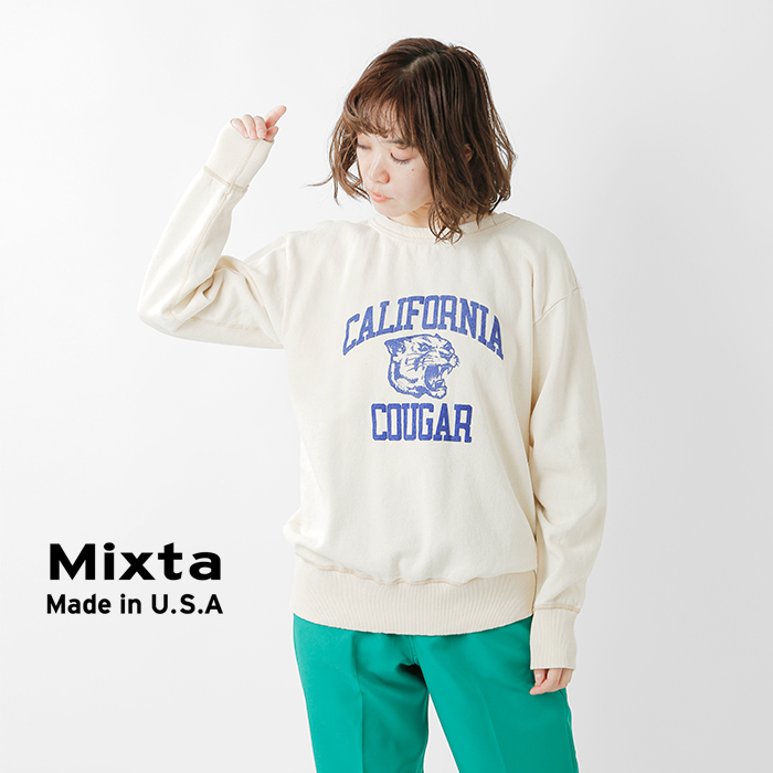 Mixta(ミクスタ)コットン プリント クルーネック スウェット プルオーバー s0228-0242-r0251