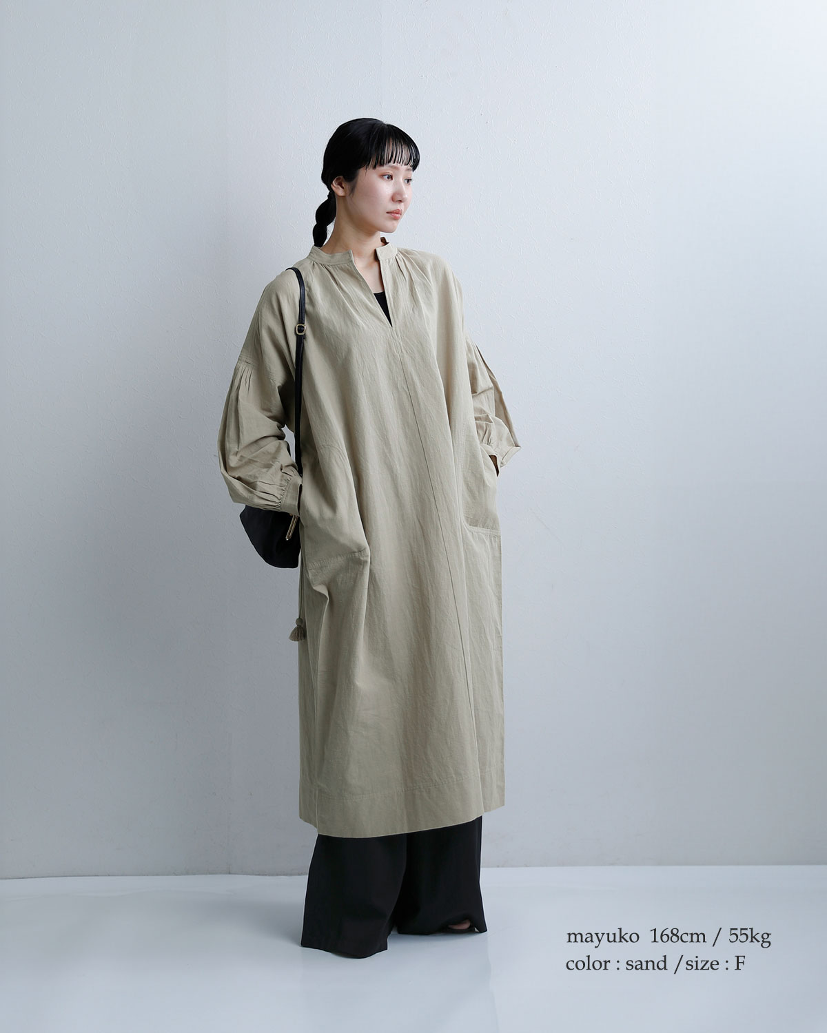 ノーメント normment コットンリネン タッセルリボン ワンピース