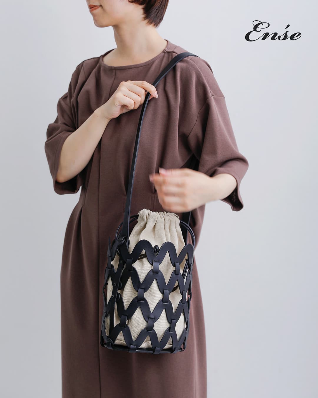 Ense（アンサ） ステアレザー 2way ショルダー かご バッグ sukashi