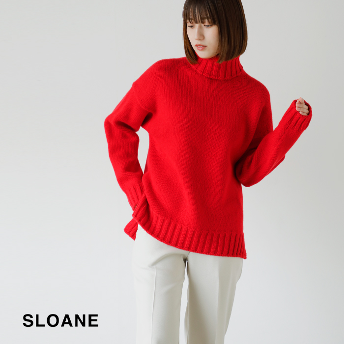 未使用【SLOANE/スローン】3G ジーロンラム カシミア ポンチョ ブルー SLOANE 3Gジーロンラム×カシミヤドロップショルダーニット