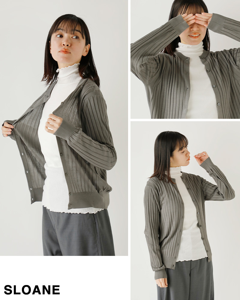 SLOANE 【クーポン対象】スローン 18G ワイドリブ シルク クルー