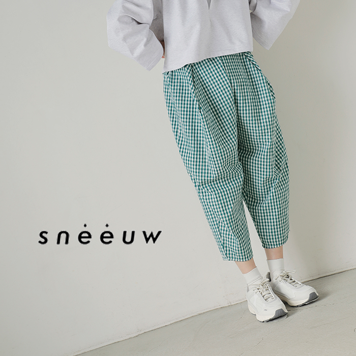 sneeuw スニュウ コットン ギンガム コクーン パンツ snw31-12