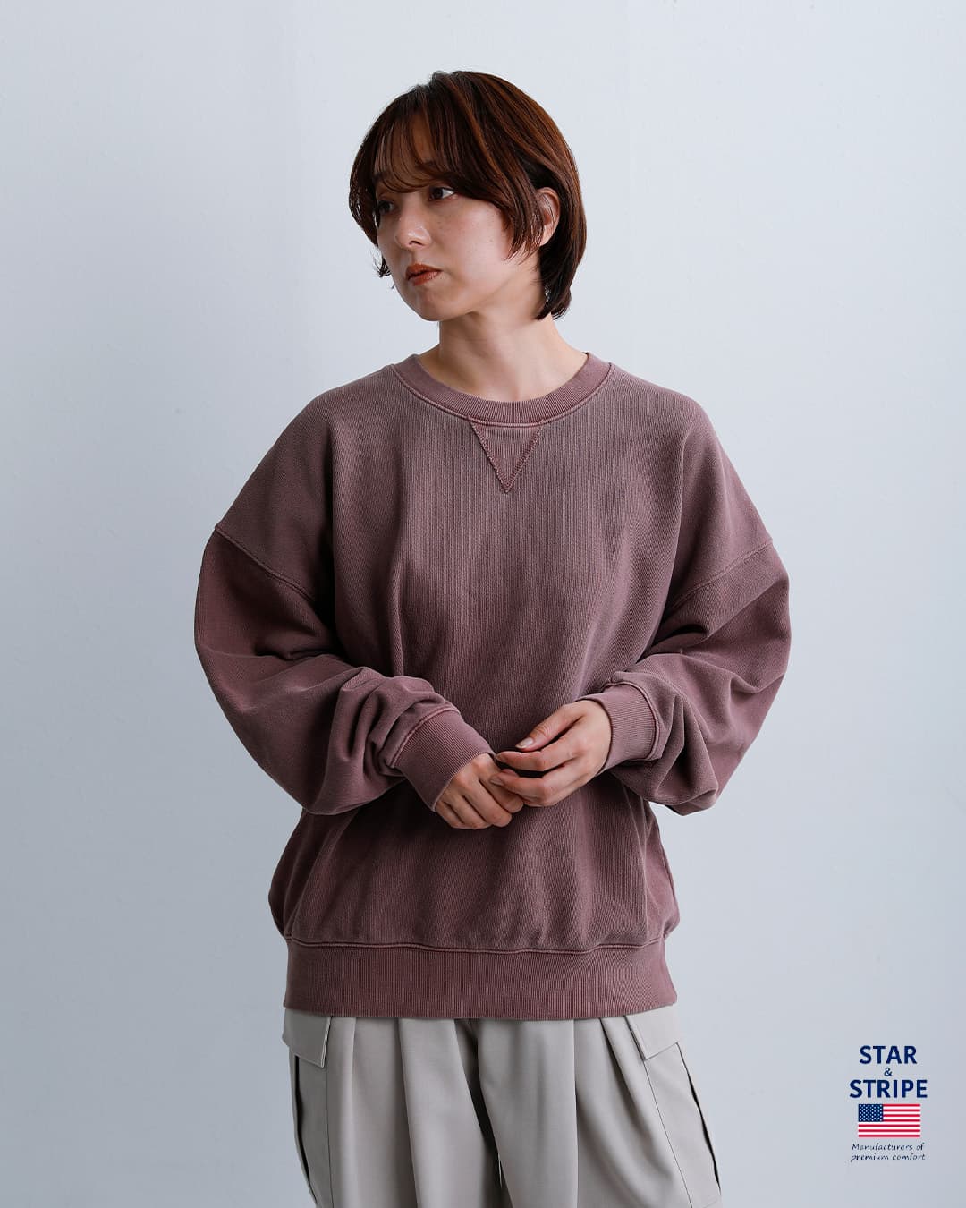 STARANDSTRIPEットン クルーネック スウェットシャツ ssmd-259