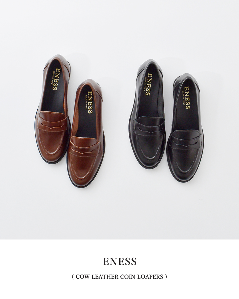 eness（エネス） カウレザー コイン ローファー st-1201 レディース