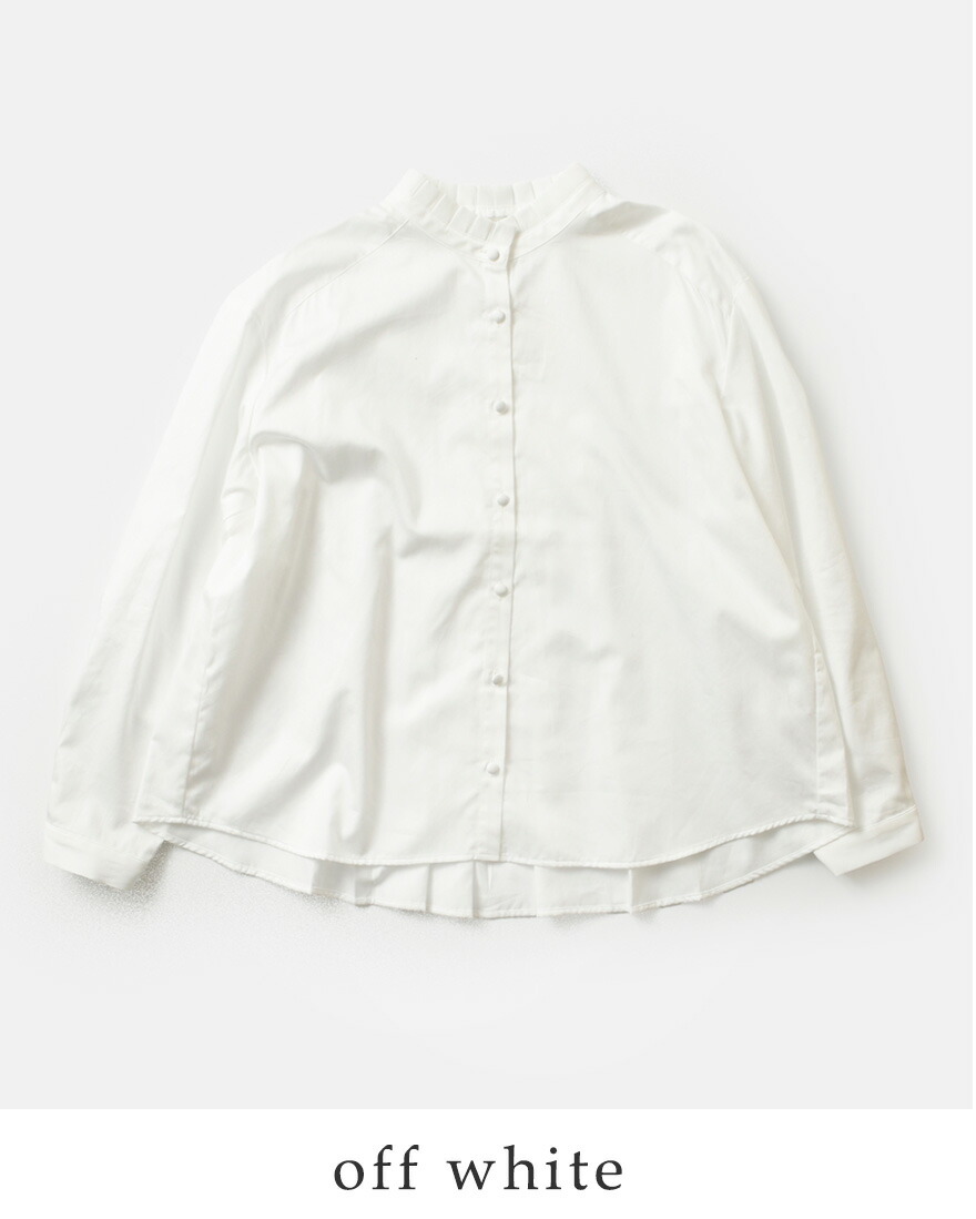 tumugu（ツムグ） コットンサテン スタンドカラー ブラウス tb19435b