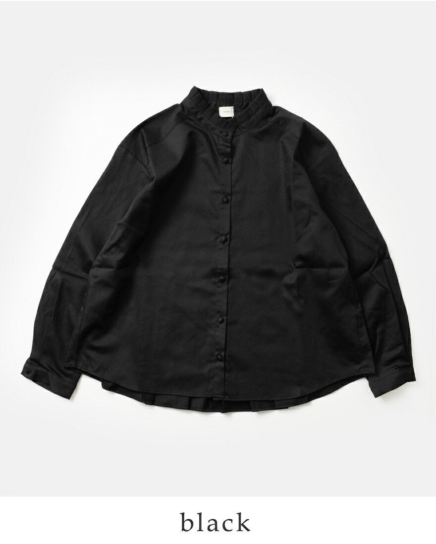 tumugu（ツムグ） コットンサテン スタンドカラー ブラウス tb19435b