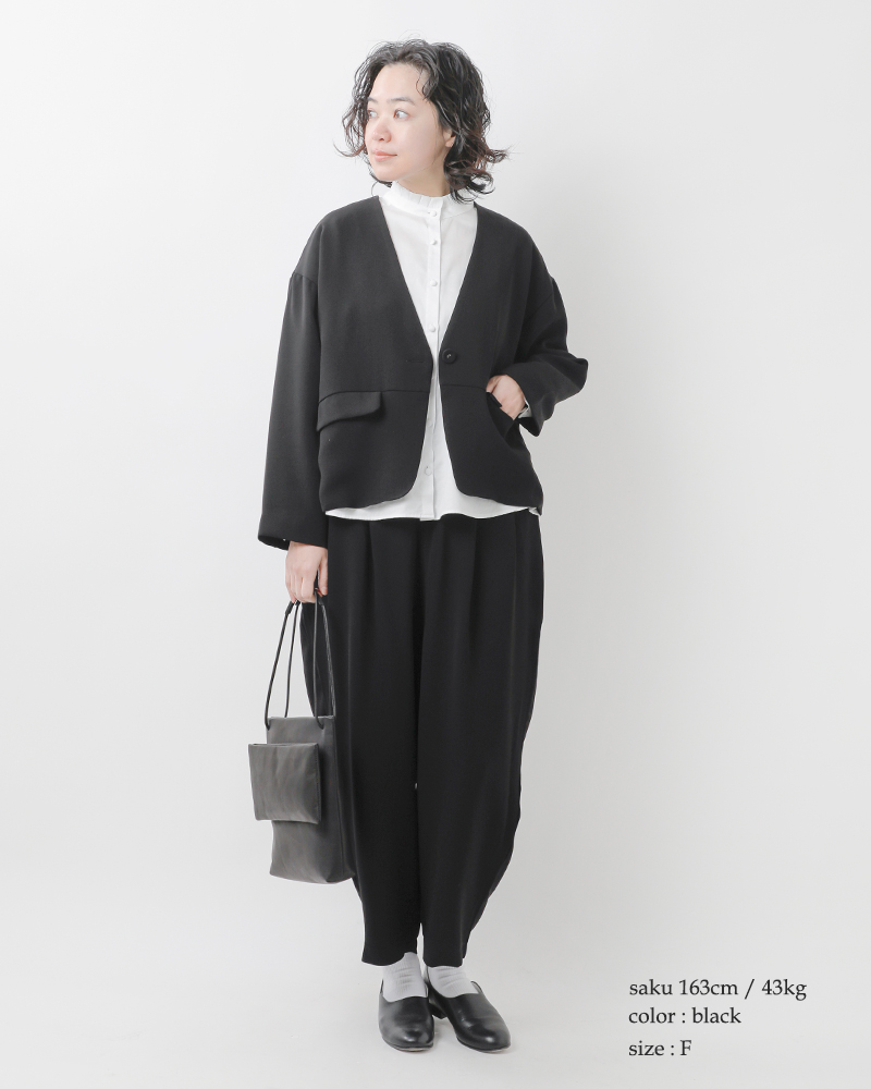tumugu ノーカラージャケット tumugu ツムグ ソアパール コンパクト ノーカラー ジャケット