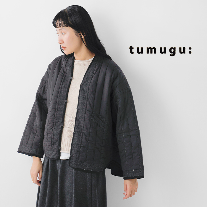 tumugu(ツムグ)コットンサテンキルトジャケットtb25332