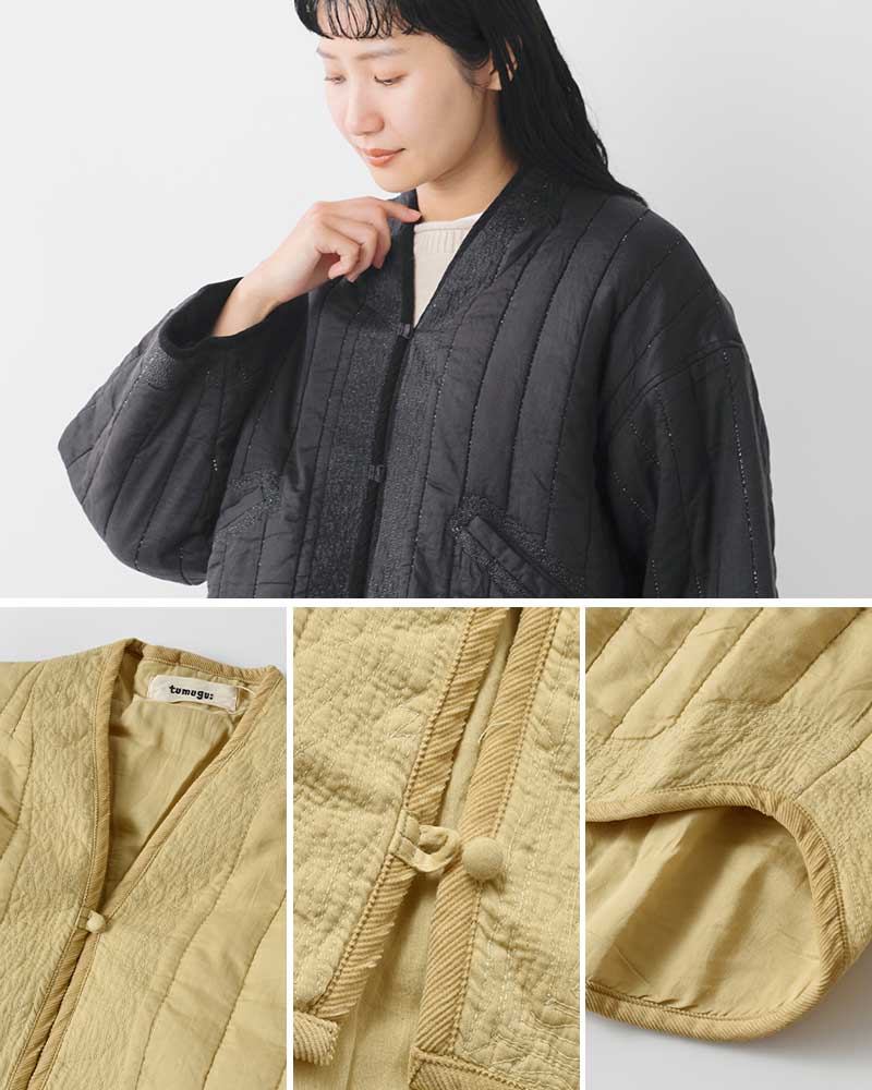 tumugu(ツムグ)コットンサテンキルトジャケットtb25332