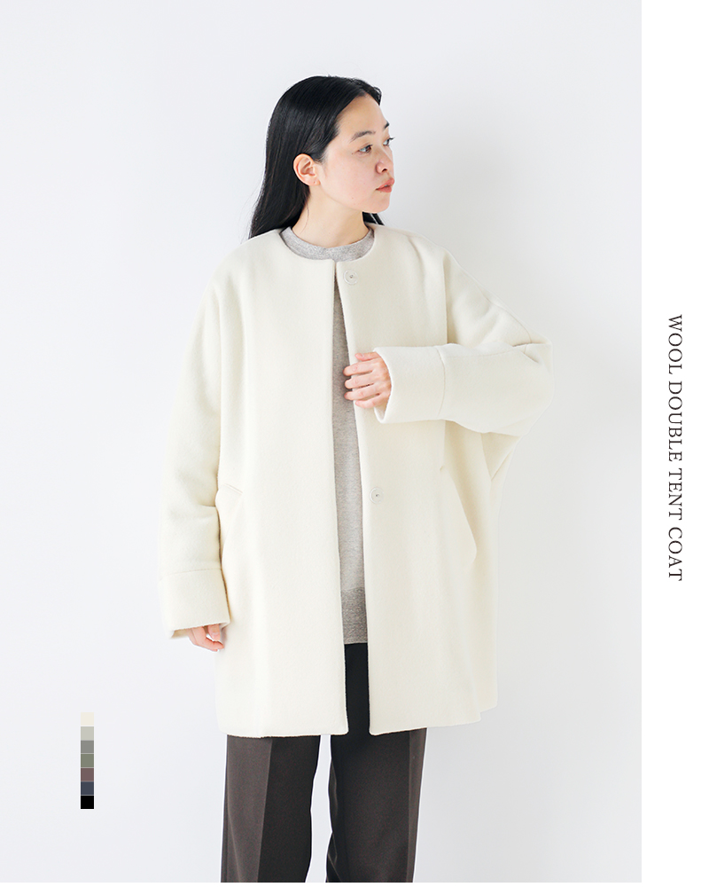TICCA（ティッカ） ウール ノーカラー テント コート tbea-244
