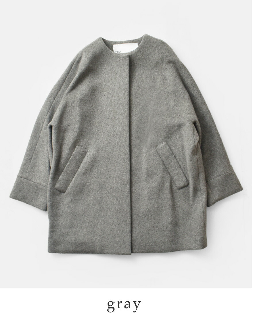 TICCA（ティッカ） ウール ノーカラー テント コート tbea-244