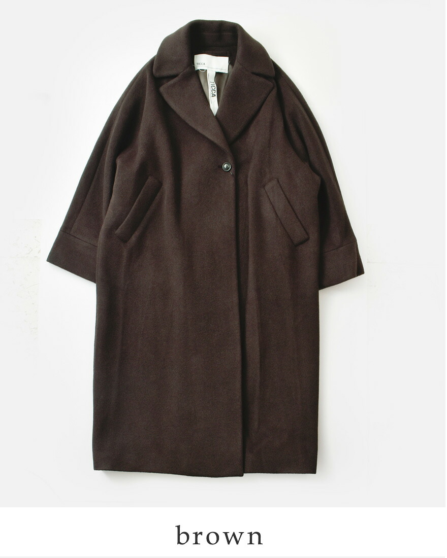 【SALE】TICCA ティッカ テントコート ウールコート ブラウン 美品 TICCA（ティッカ） ウール ロング テント コート tbfa-205 レディース