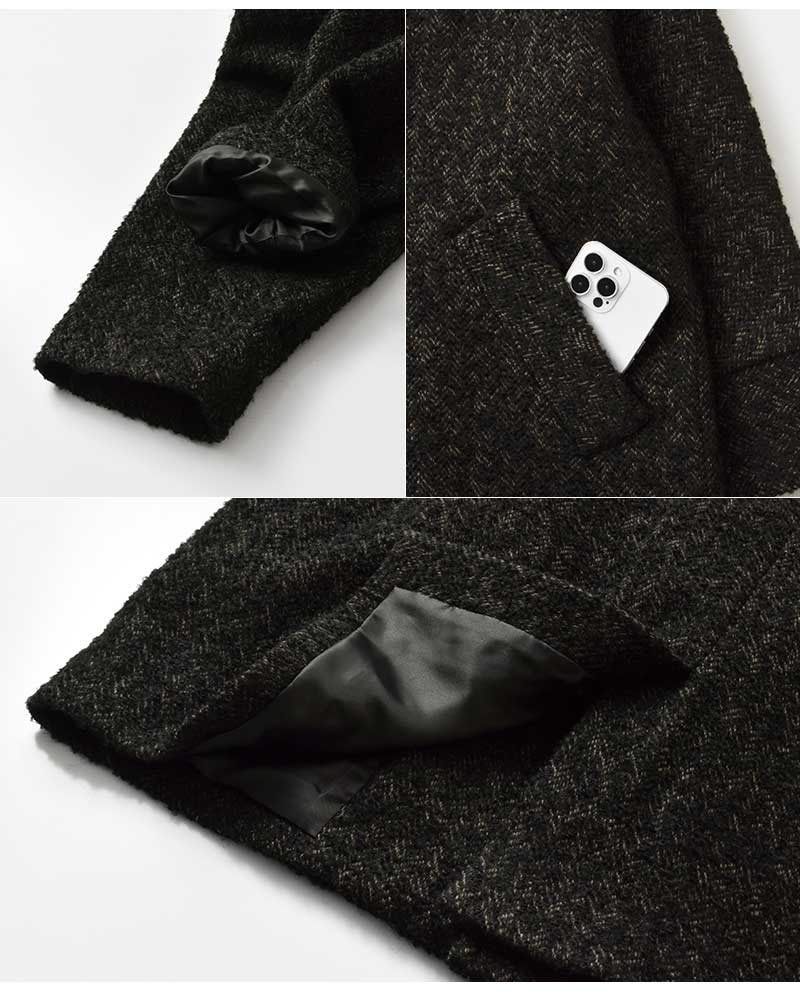 TICCA ティッカ ウール ミックスツイード ピーコート tbea-272 2025aw