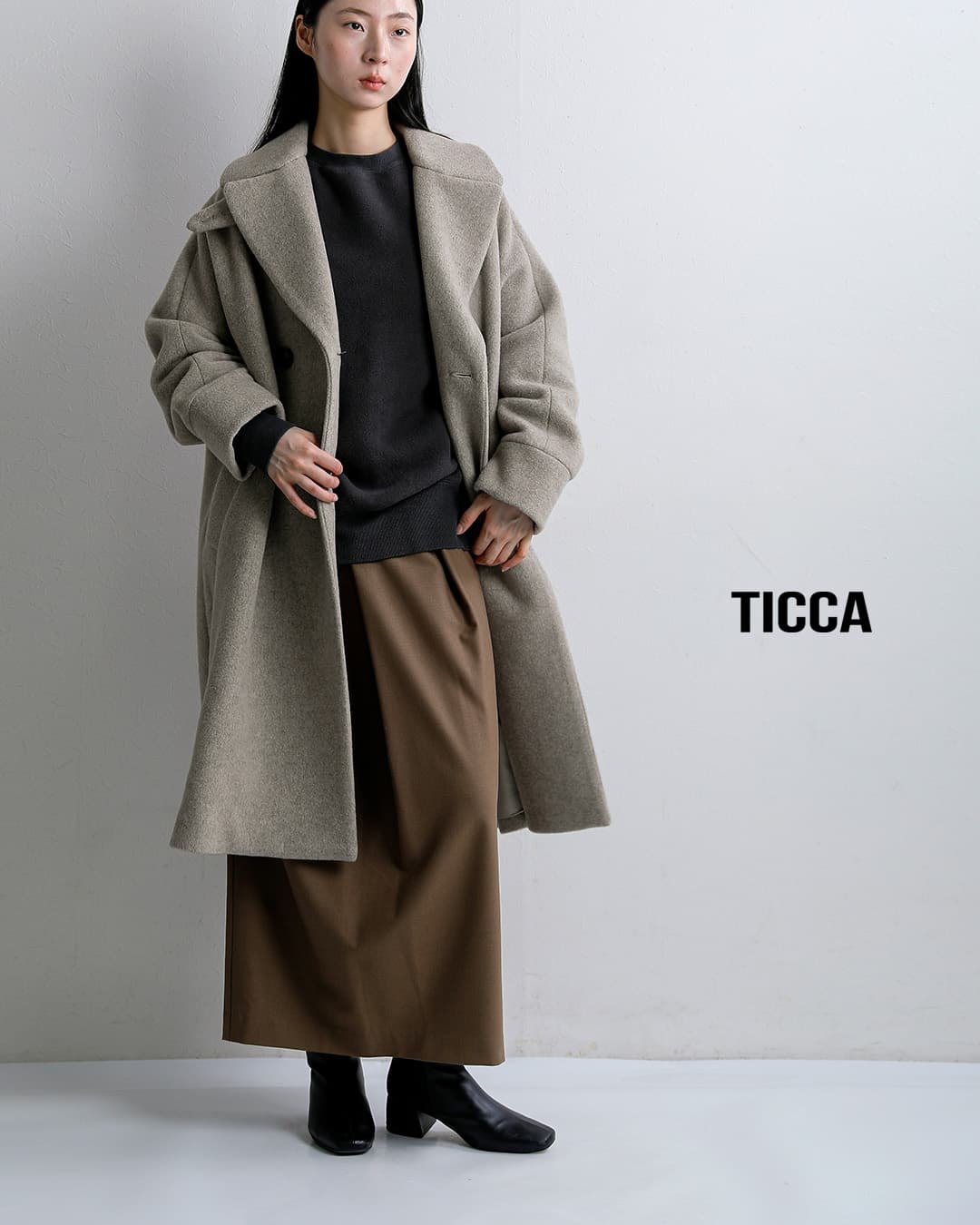 TICCA（ティッカ） ウール ダブル テント コート tbfa-201 秋冬