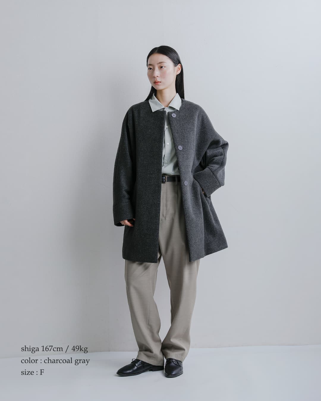 TICCA（ティッカ） ウール ノーカラー テント コート tbfa-204