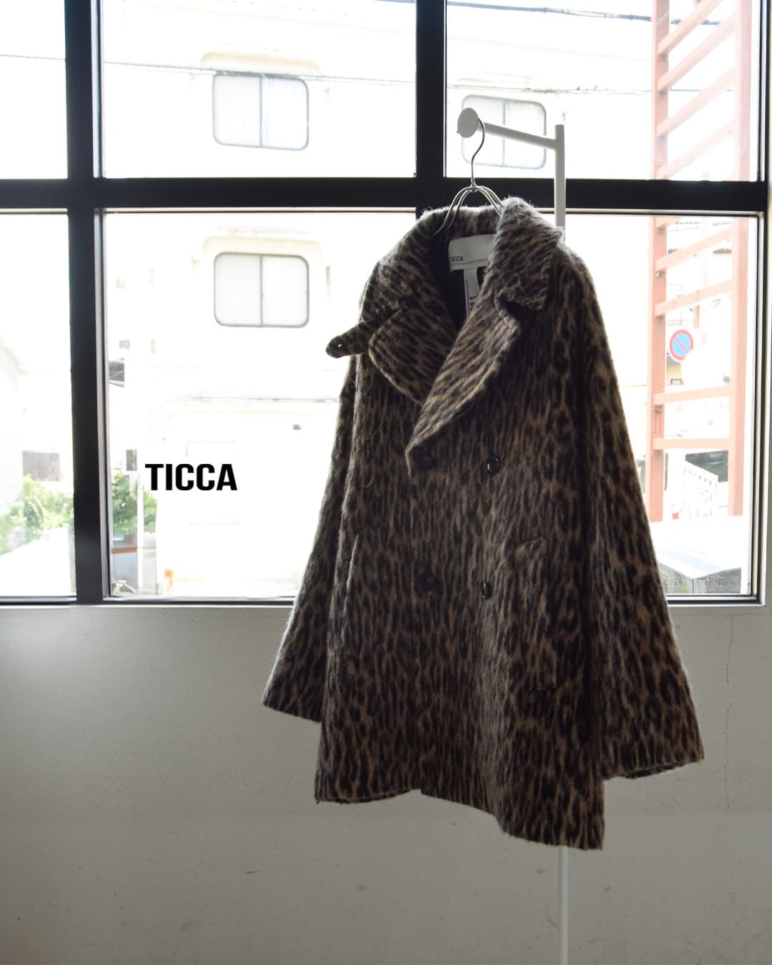 TICCA（ティッカ） ウールモヘア レオパード シャギー ピーコート tbfa
