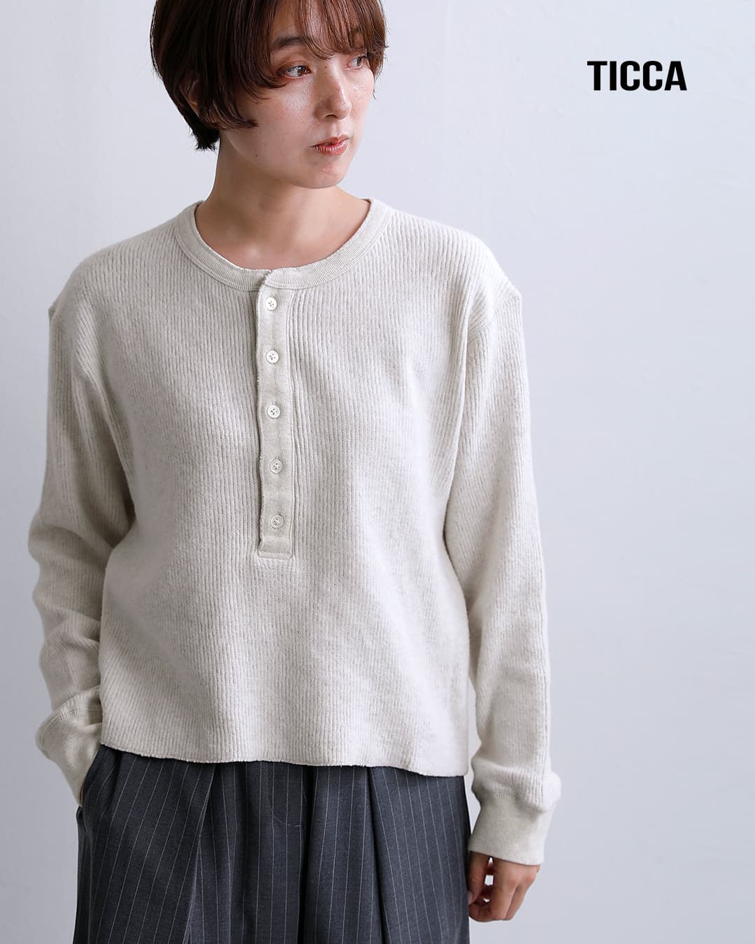 TICCA（ティッカ） ピーチワッフルショート 2way プルオーバー tbfa
