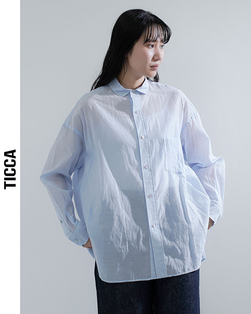 TICCA（ティッカ） コットンシルク スクエア ビッグシャツ uni tbfs