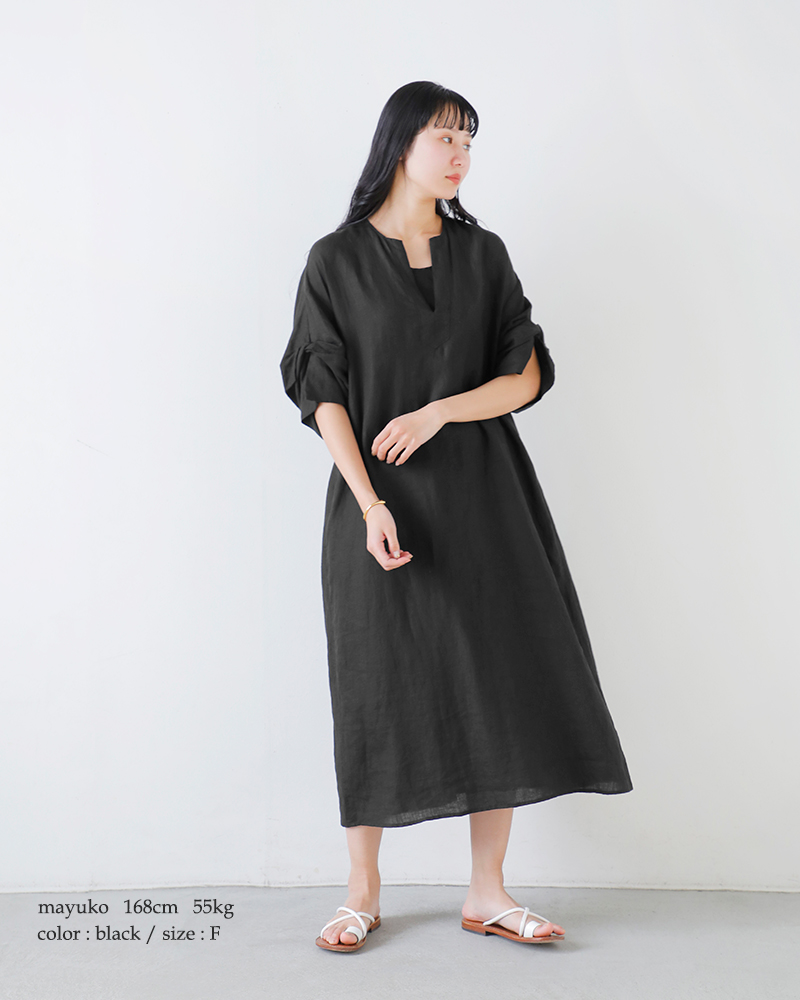 TICCA（ティッカ） リネン ツイストスリーブ ワンピース tbfs-405