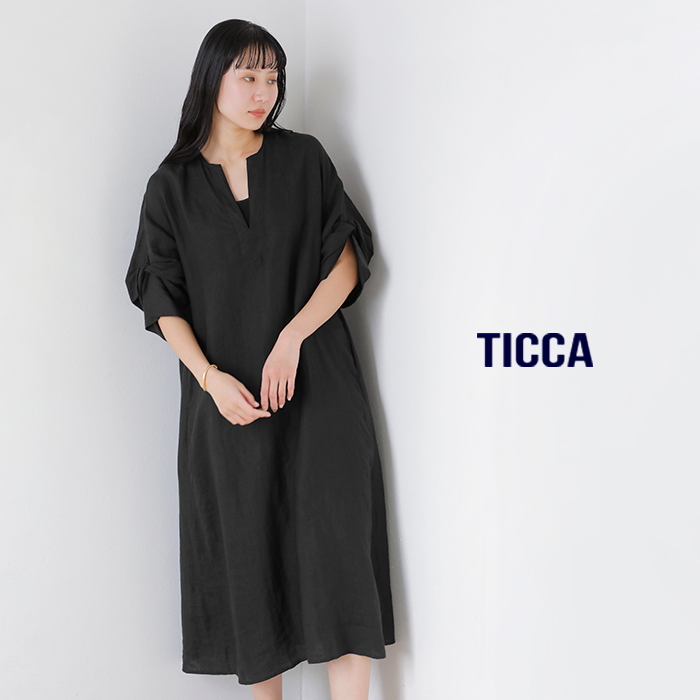 TICCA（ティッカ） リネン ツイストスリーブ ワンピース tbfs-405